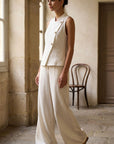 ensemble gilet croise et pantalon large en viscose image 14
