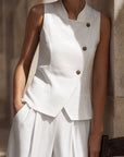 ensemble gilet croise et pantalon large en viscose image 19