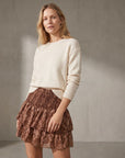 02. Jupe mini florale à taille haute smockée