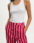 pantalon rayé rose poches et passants