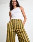 pantalon rayé vert kaki vue taille