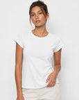 t shirt col rond blanc face