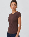 t shirt col rond marron profil
