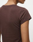 t shirt col rond marron détail dos