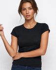 t shirt col rond noir face