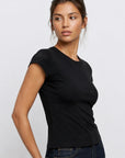 t shirt col rond noir profil