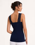 top bleu nuit dos dentelle