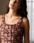 top fleuri boutonne en coton dos smocke image 2