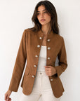 veste officier en suédine camel face