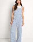 combinaison salopette vichy bleue à jambes larges