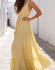 robe longue jaune bretelles larges