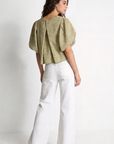 blouse à carreaux manches bouffantes dos