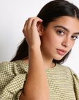 blouse à carreaux manches bouffantes détail épaule olive