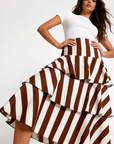 jupe rayée coton beige vue en mouvement