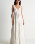 robe longue beige coupe fluide
