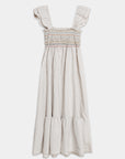 robe midi rayée beige vue à plat