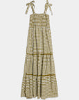 robe longue à carreaux vert olive vue à plat