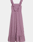 robe midi col carré volants violet