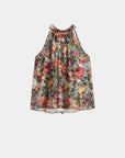 top halter imprimé fleurs face bleu vert