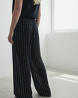 Pantalon large rayé femme détails dos