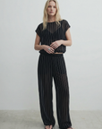 Pantalon large rayé femme avec top assorti