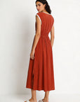 Robe évasée col V à liserés détail du produit