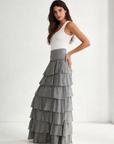 jupe fluide coton viscose modèle gris
