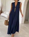 Robe maxi évasée col V chocolat vue 9