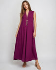 Robe maxi évasée col V chocolat vue 11