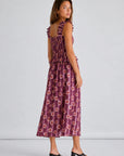 Robe fleurie smockée à bretelles volantées vue 10
