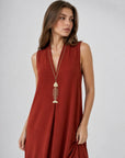 Robe maxi évasée col V chocolat vue 19