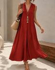 Robe maxi évasée col V chocolat vue 8