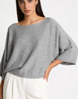 blouse taille haute femme gris manches 3 4