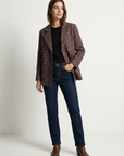 Blazer femme bordeaux et marron, coupe élégante