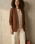 Blazer femme manches froncées élégant coupe droite structuré