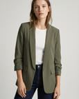 Blazer femme manches froncées élégant coupe droite structuré