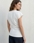 Blouse blanche col V froncée vue 6