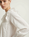 Blouse plumetis coton blanc femme – Manches longues – Style chic