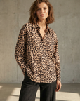 Camisa larga con estampado de leopardo para mujer, estampado animal oversize, de moda para un estilo elegante e informal