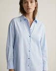 Chemise oversize popeline bleu ciel femme manches longues