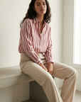 Satin shirt with vertical stripes