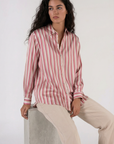 Satin shirt with vertical stripes