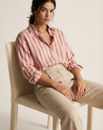 Satin shirt with vertical stripes