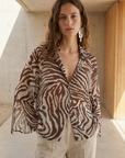 Chemise transparente imprimée zèbre