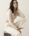Crop top à manches longues – Décolleté twist