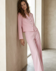 Ensemble deux pièces coton femme – Veste col V et pantalon confortable vue 12