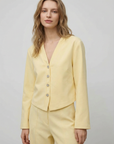 Ensemble deux pièces coton femme – Veste col V et pantalon confortable détail du produit