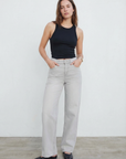 Jean Large Gris Taille Mi-Haute
