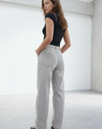 Jean Large Gris Taille Mi-Haute