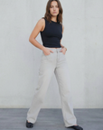Jean Large Gris Taille Mi-Haute